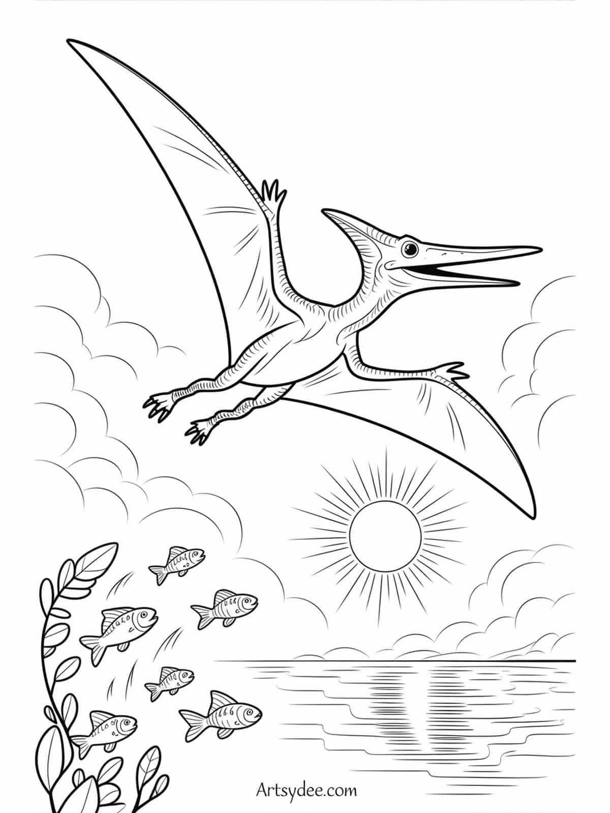 Free dinosaur coloring page - Dinosaur astronaut floating in space