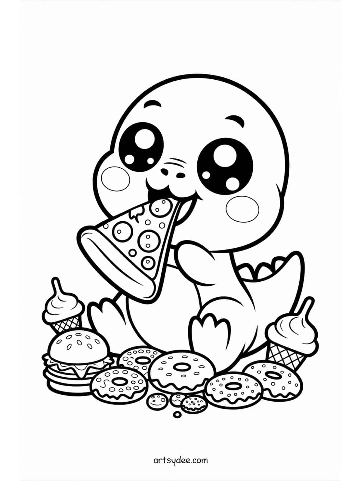 Free dinosaur coloring page - Ankylosaurus with armour and volcano background