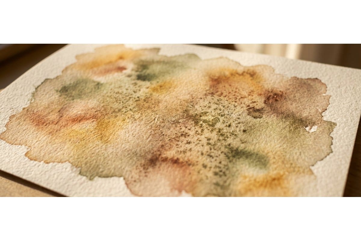 Close up of cotton watercolor paper fibers next to cellulose paper fibers showing the difference in texture and quality