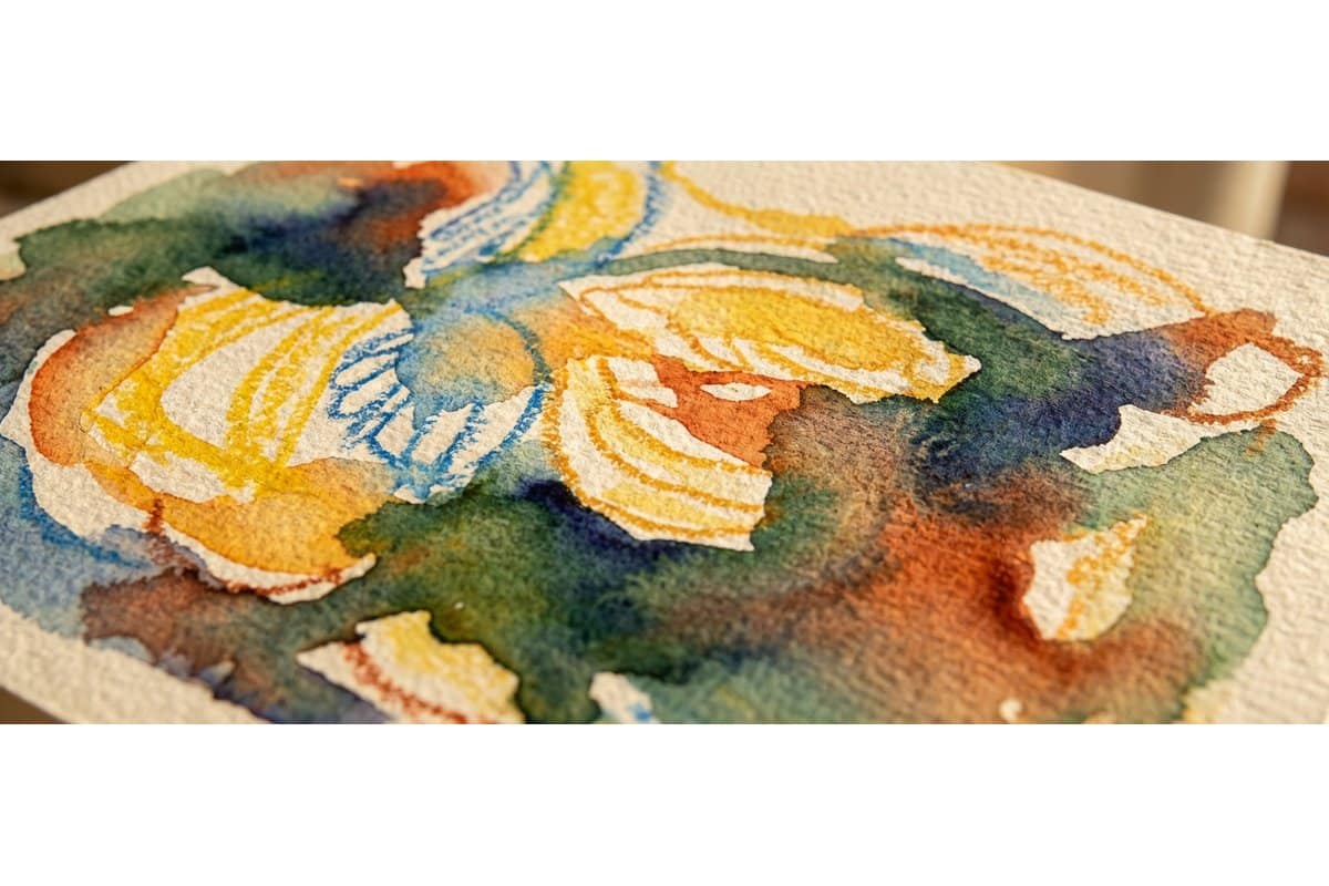 Bright watercolor butterfly made from child handprints with colourful wing details