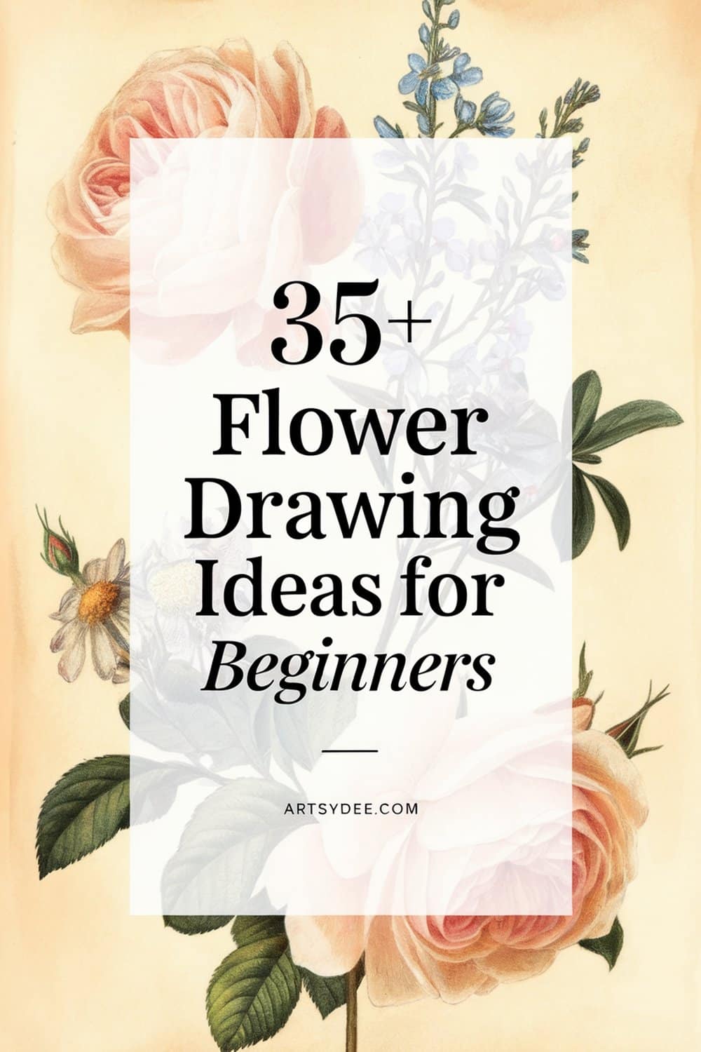 35+ flower drawing ideas for beginners - Pinterest pin