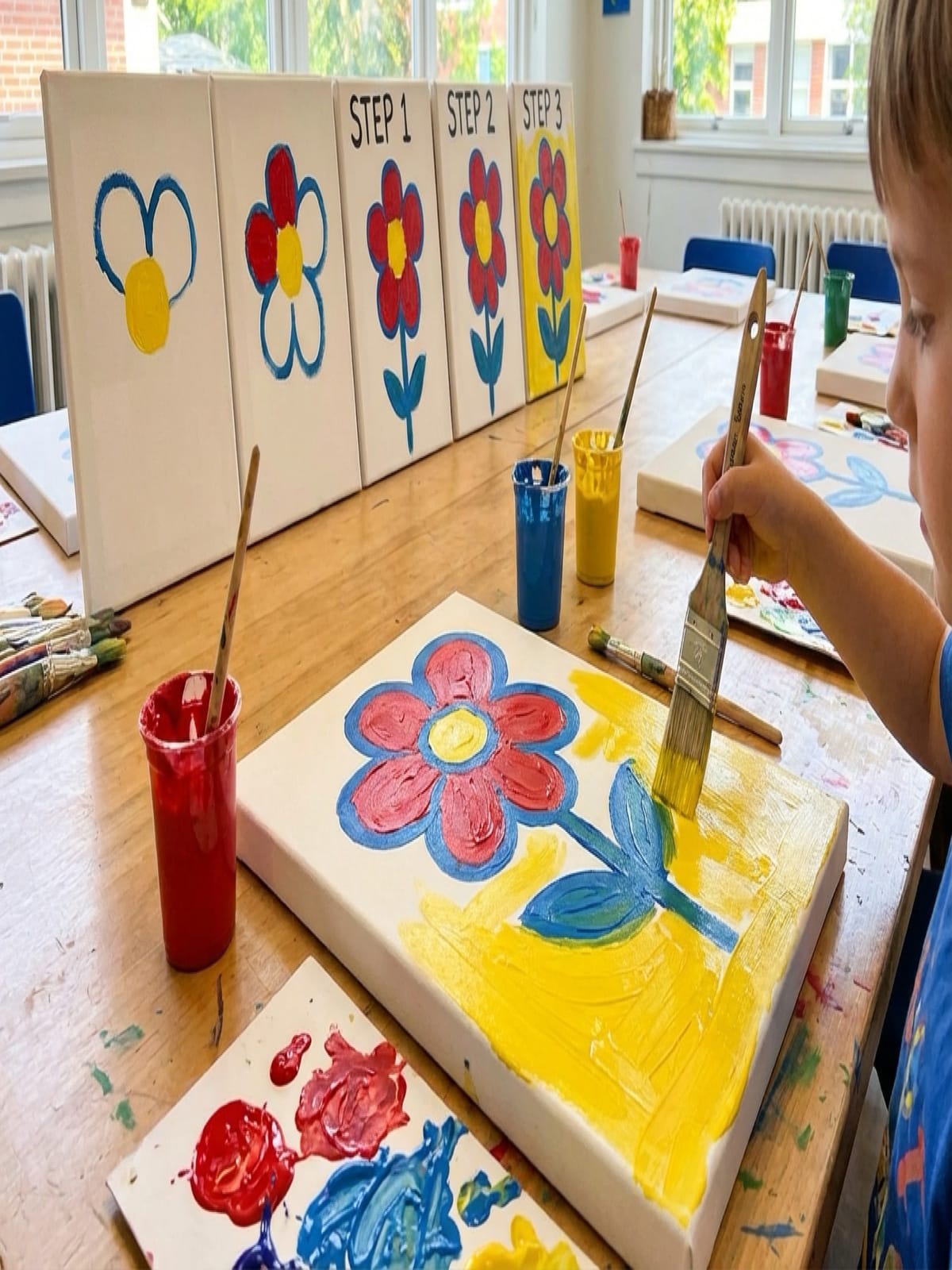 Easy pop art painting project with bold brushstrokes and primary colors