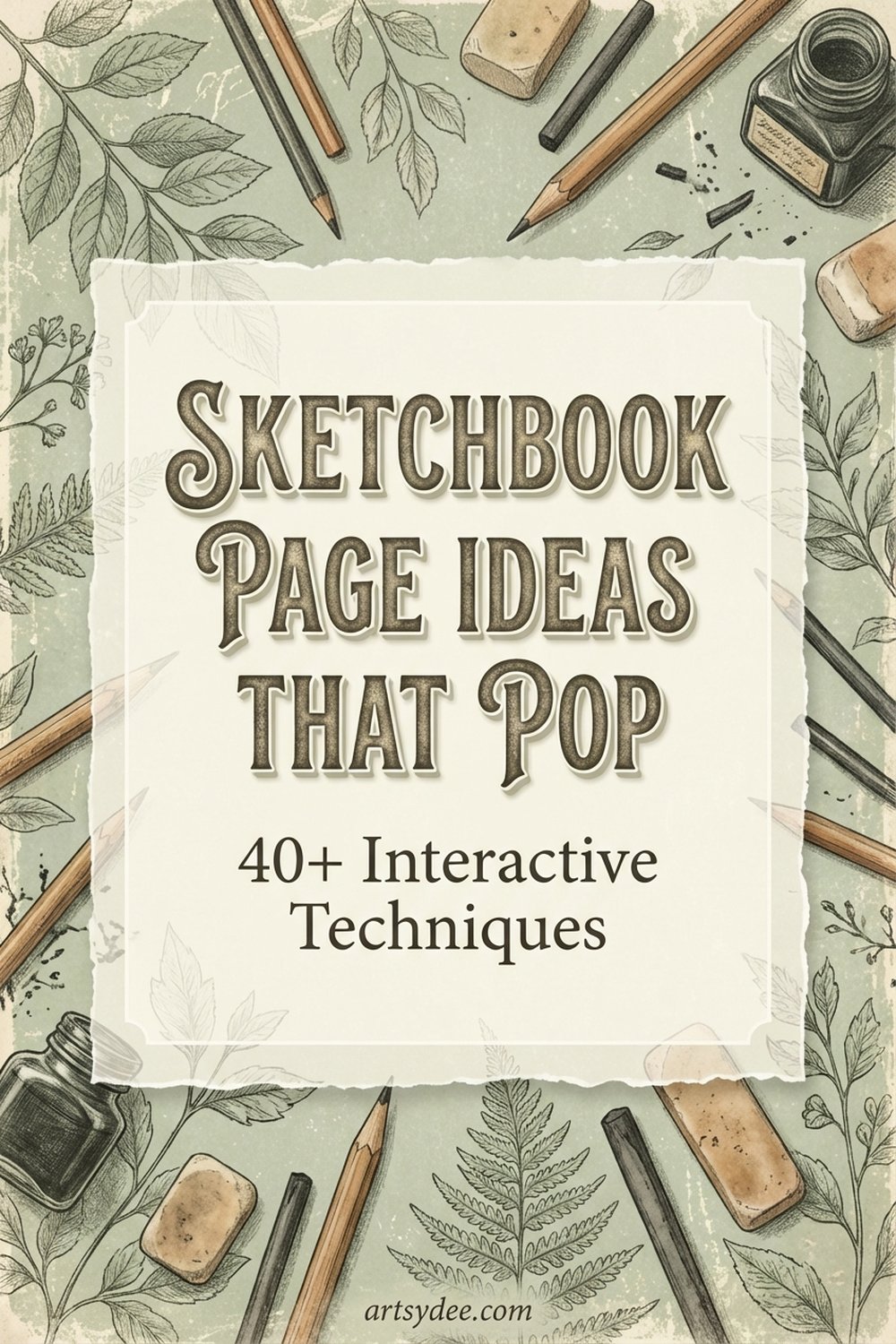 Sketchbook page ideas that pop Pinterest pin with 40+ interactive techniques