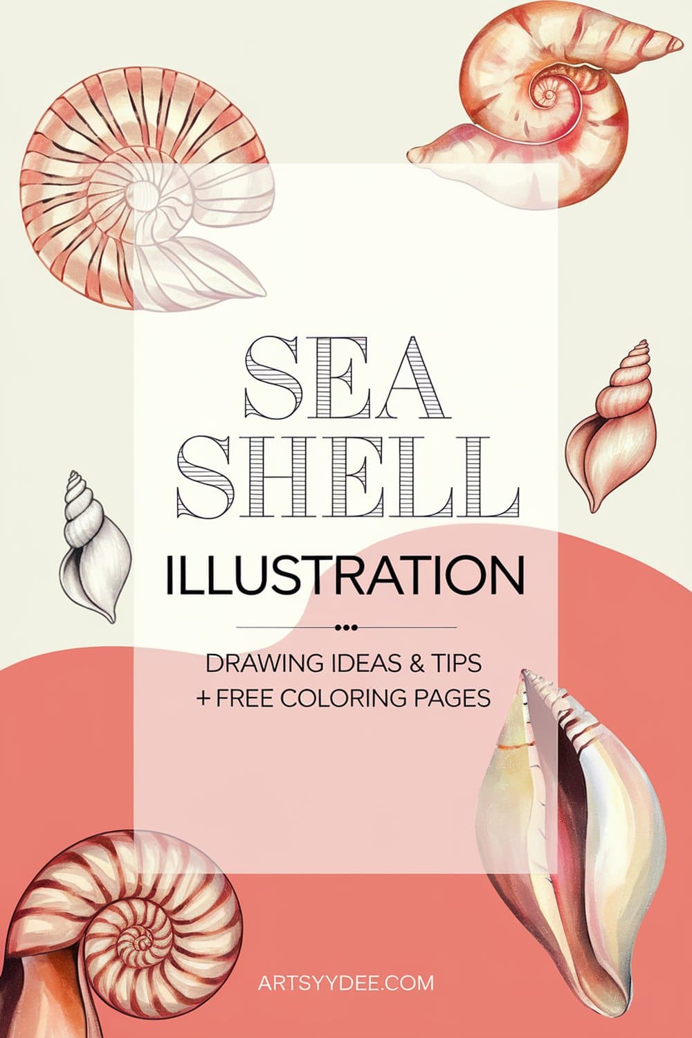 Sea shell illustration drawing ideas and tips Pinterest pin