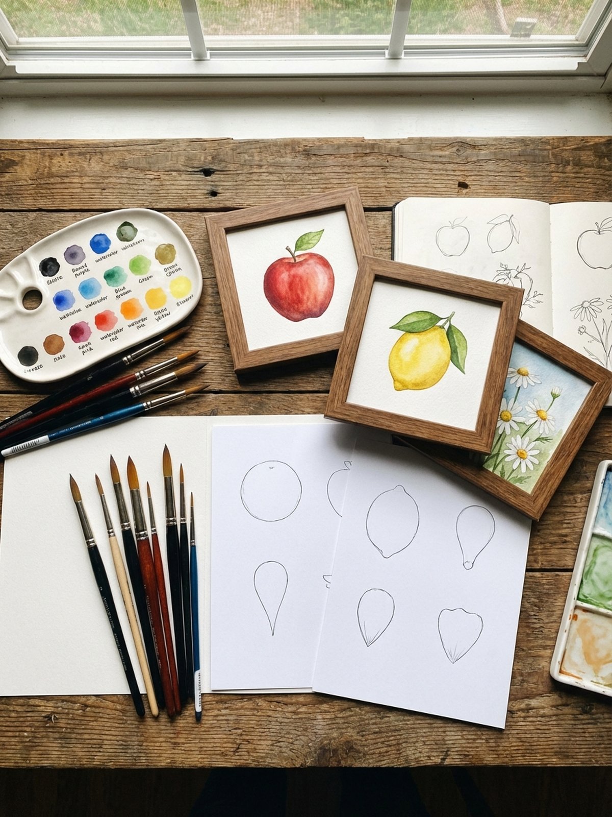 Tips for turning sketches into watercolor paintings - step by step process
