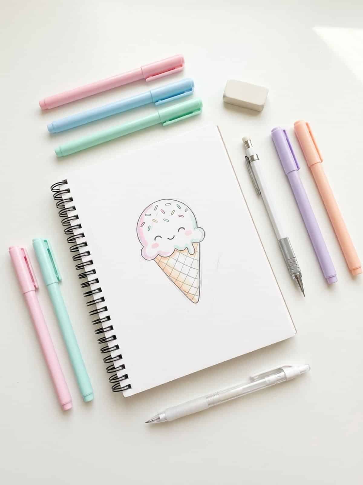 Easy kawaii food face expressions including happy sleepy surprised and winking faces for cute drawings