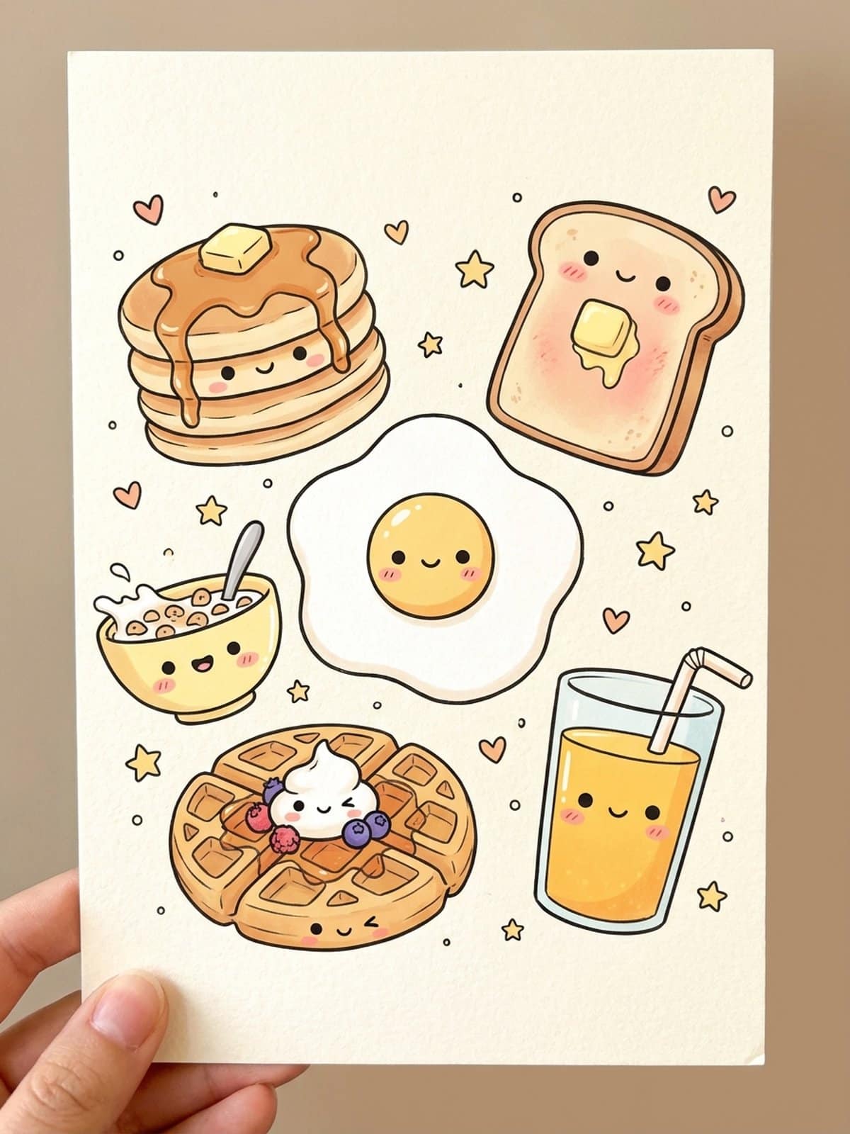 Adorable kawaii snack drawings with cookies pizza sushi and other cute food sketches