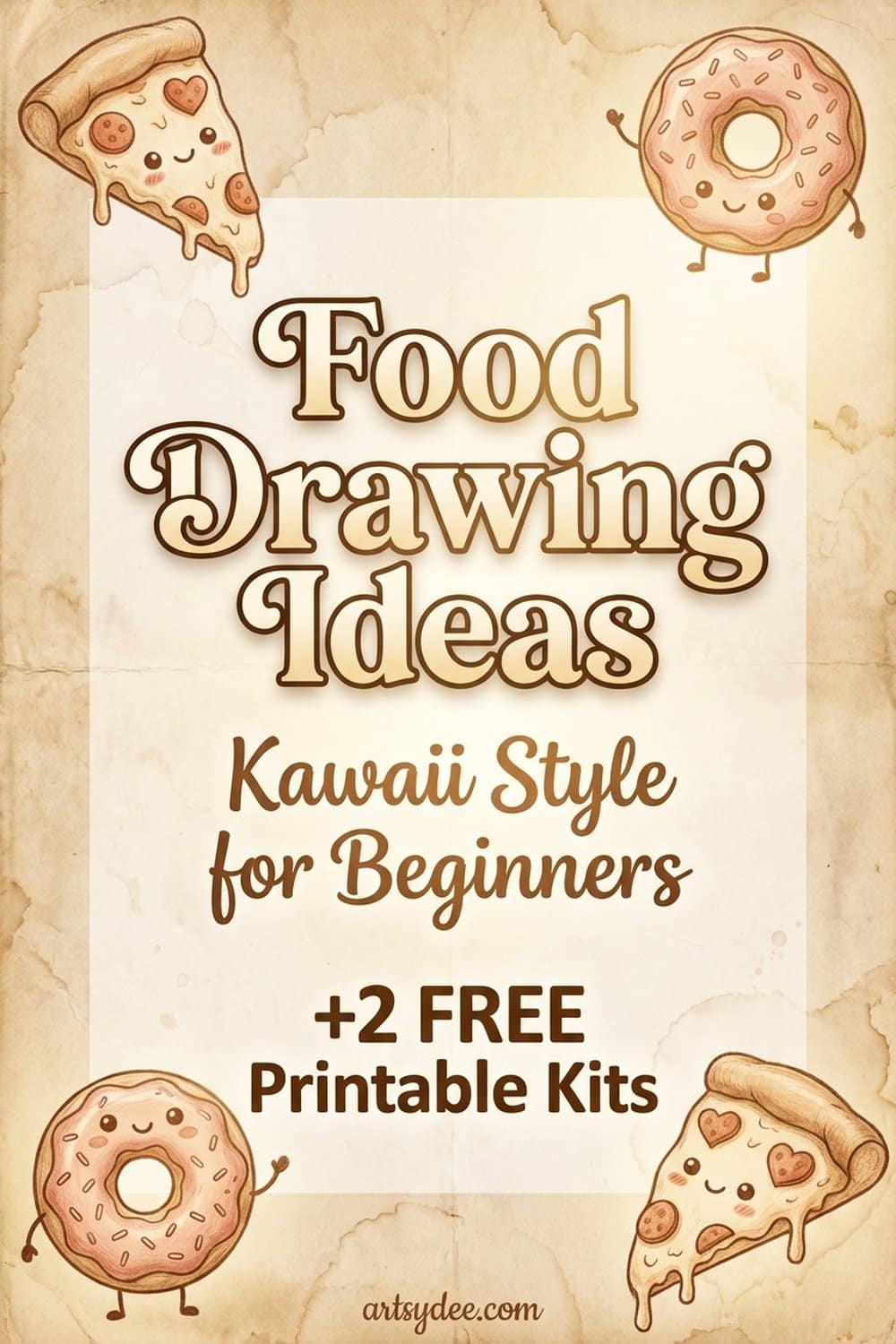 Cute food illustration ideas with free printable templates Pinterest pin