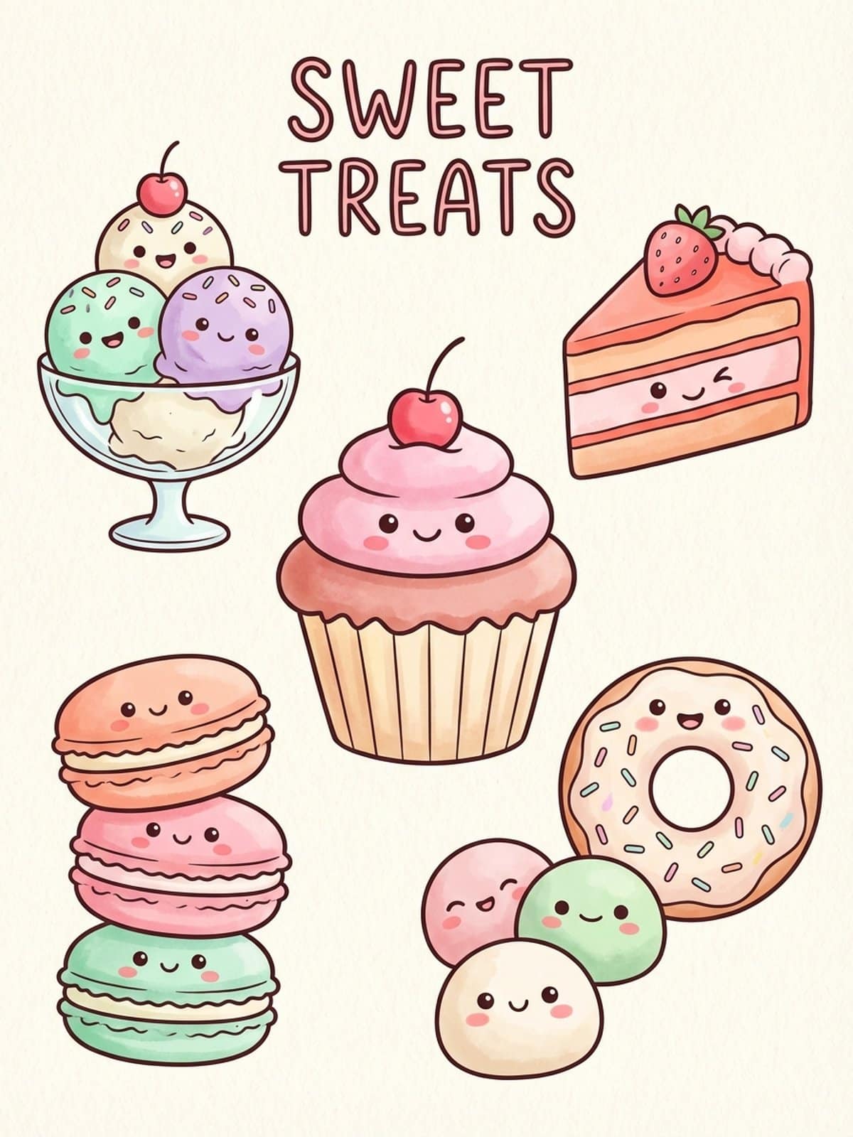 Cute drink and beverage drawings with kawaii bubble tea coffee smoothie and juice illustrations
