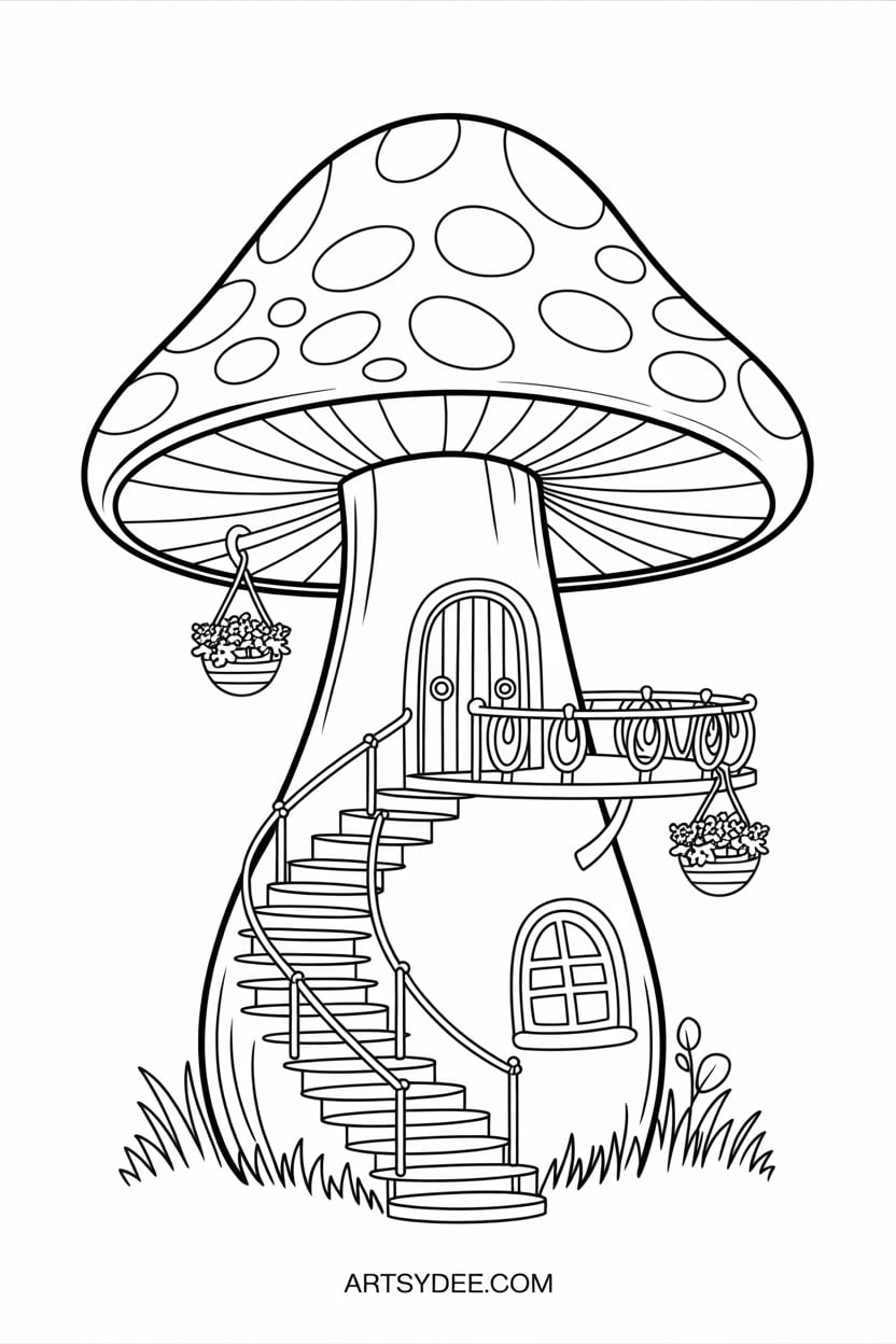 57 free mushroom coloring pages &mdash; printable PDF with whimsical cottagecore and botanical mushroom designs for kids and adults