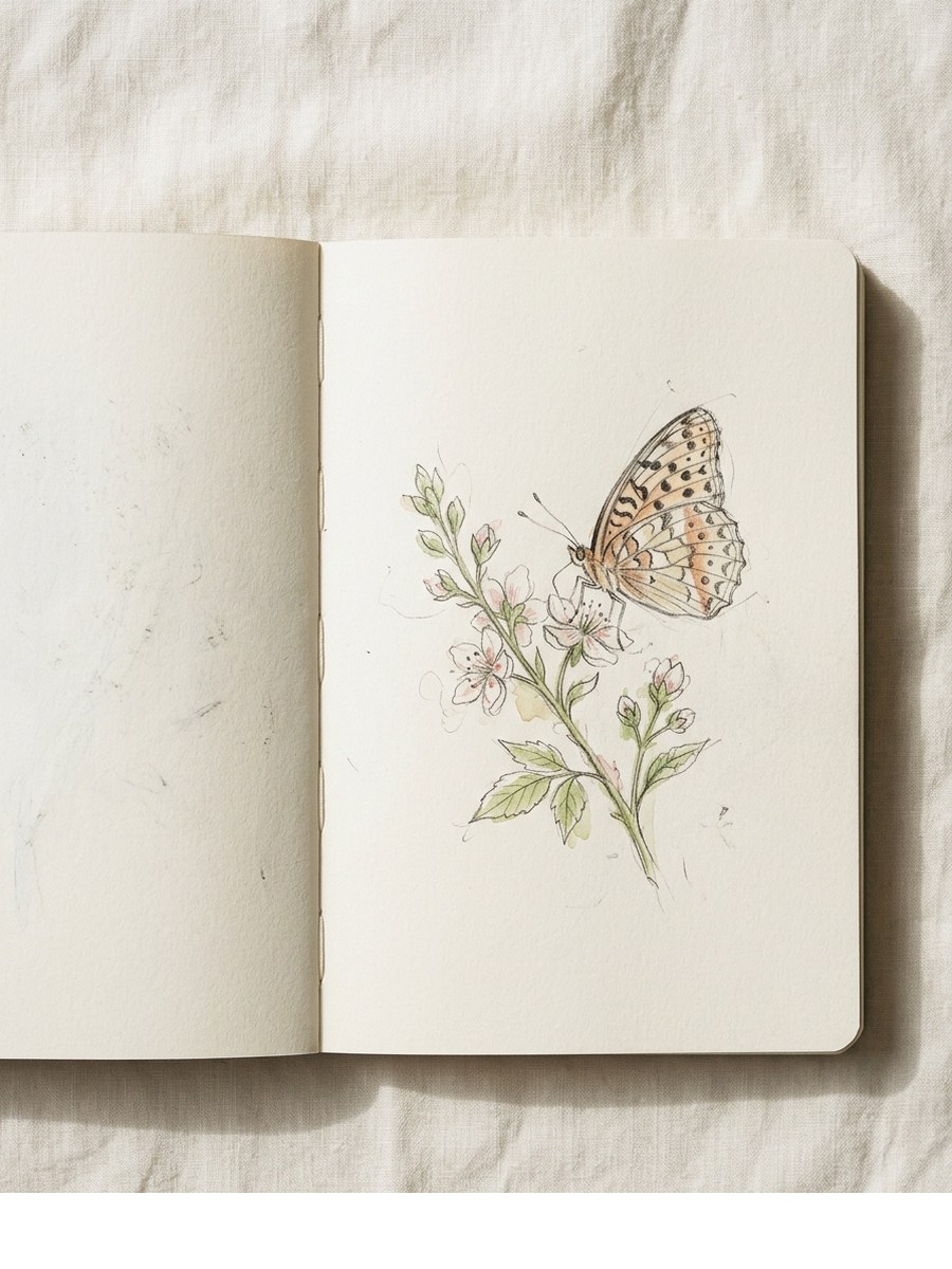 Side View Resting drawing on cream sketchbook paper