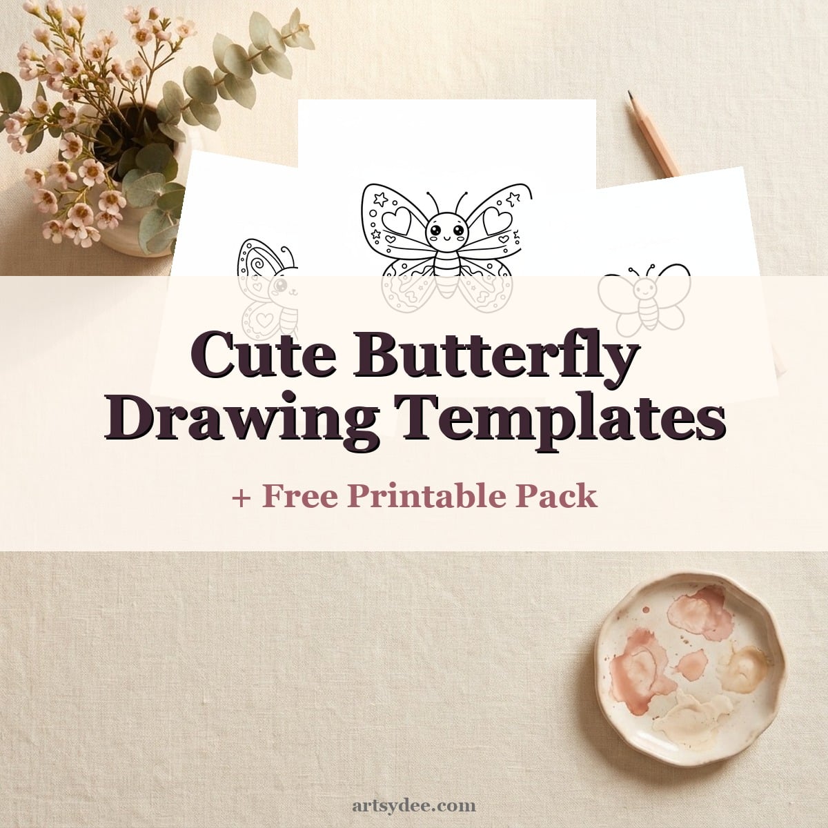 Cute butterfly drawing templates &mdash; featured