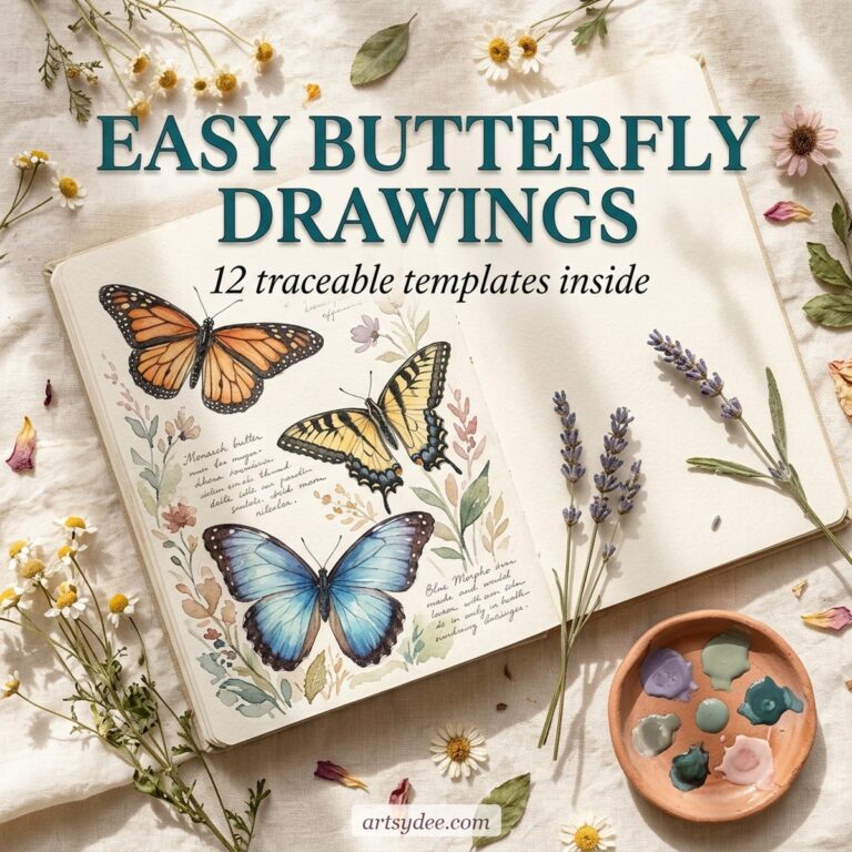 12 Easy Butterfly Drawings + Free Printable Templates — Artsydee