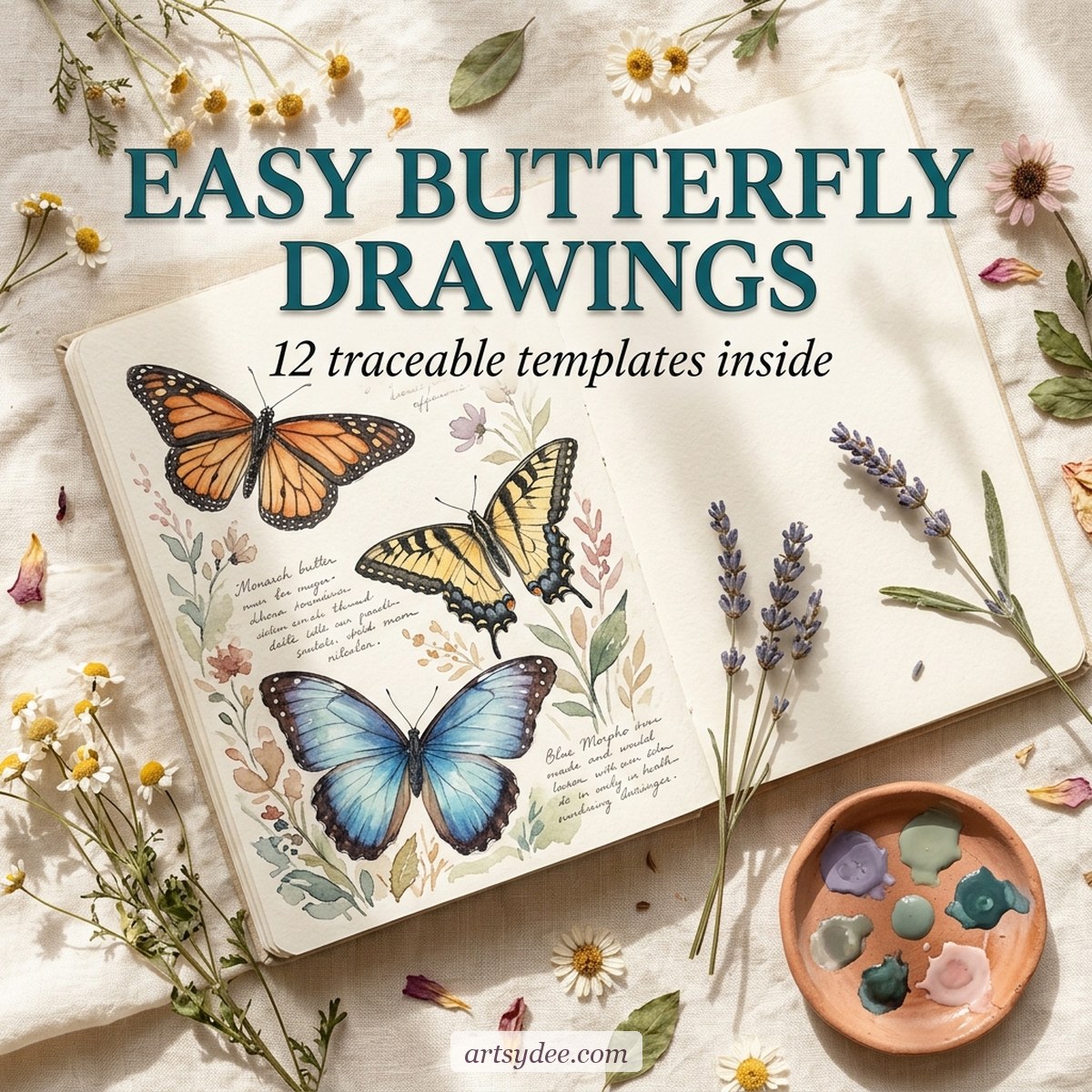 12 Easy Butterfly Drawings + Free Printable Templates &mdash; Artsydee