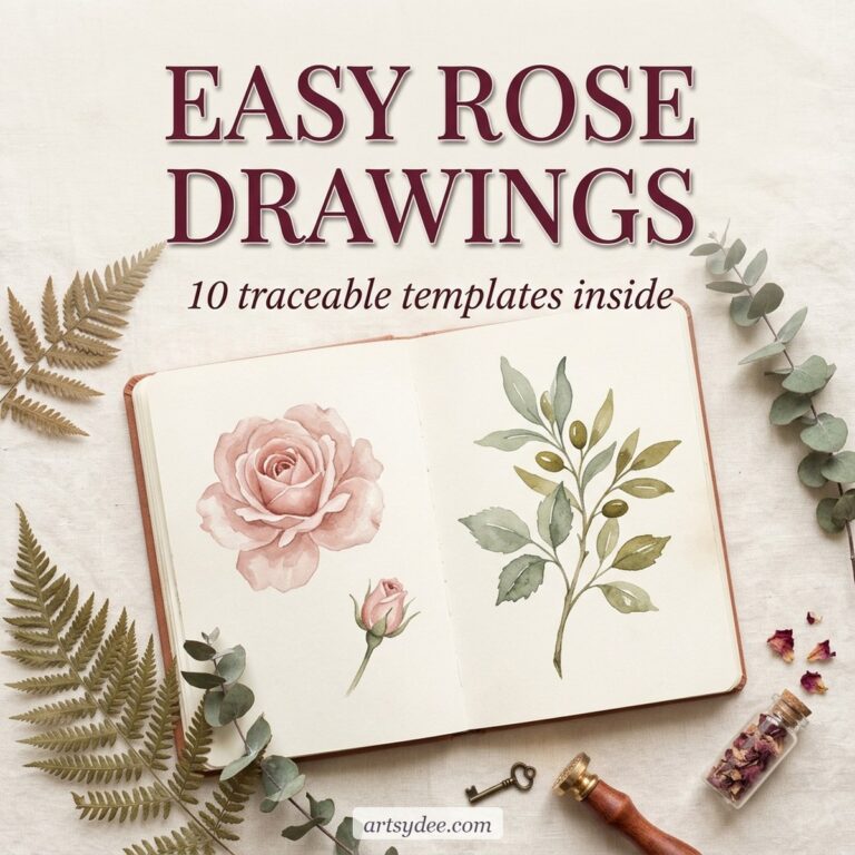 10 Easy Rose Drawings — free printable rose template pack from Artsydee