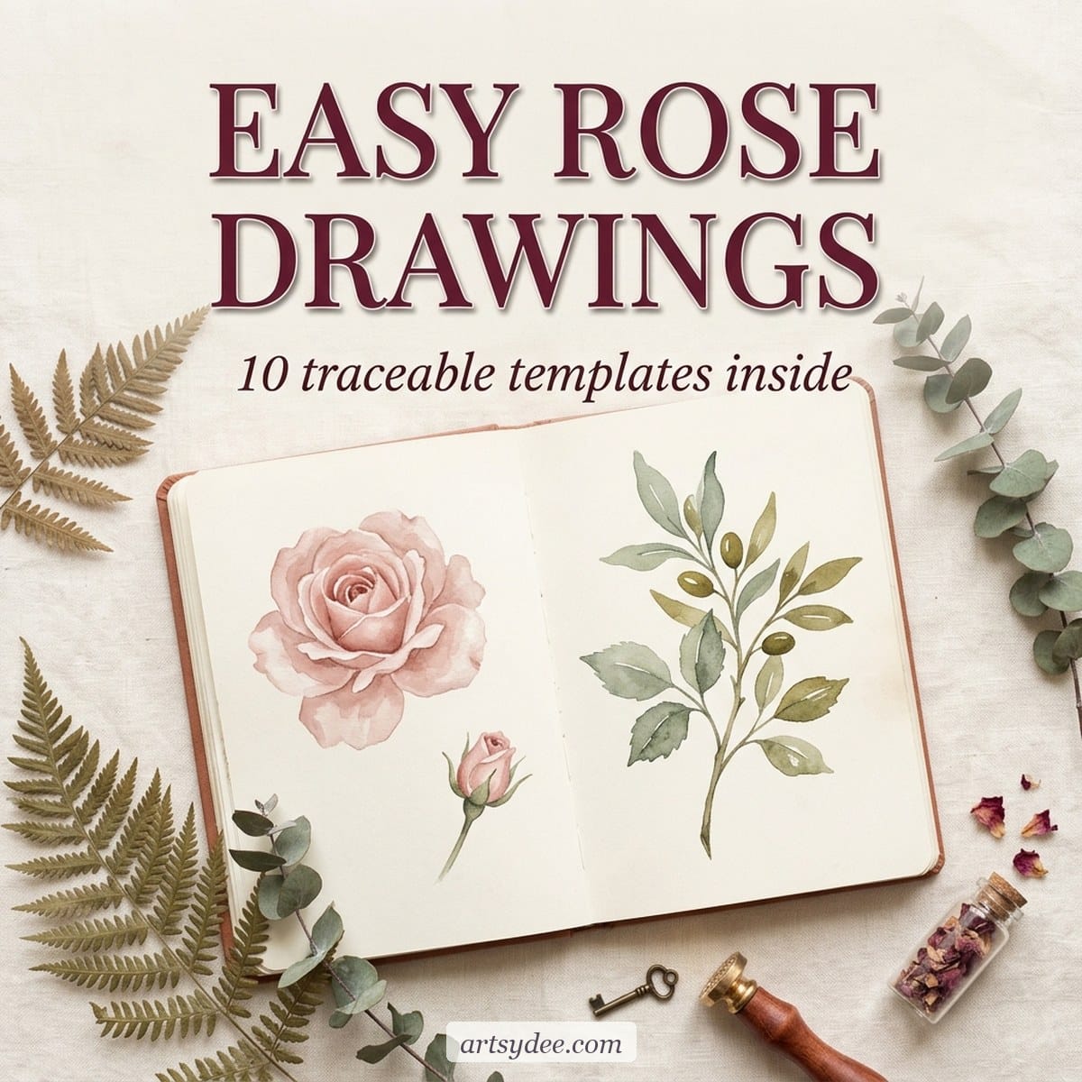 10 Easy Rose Drawings &mdash; free printable rose template pack from Artsydee