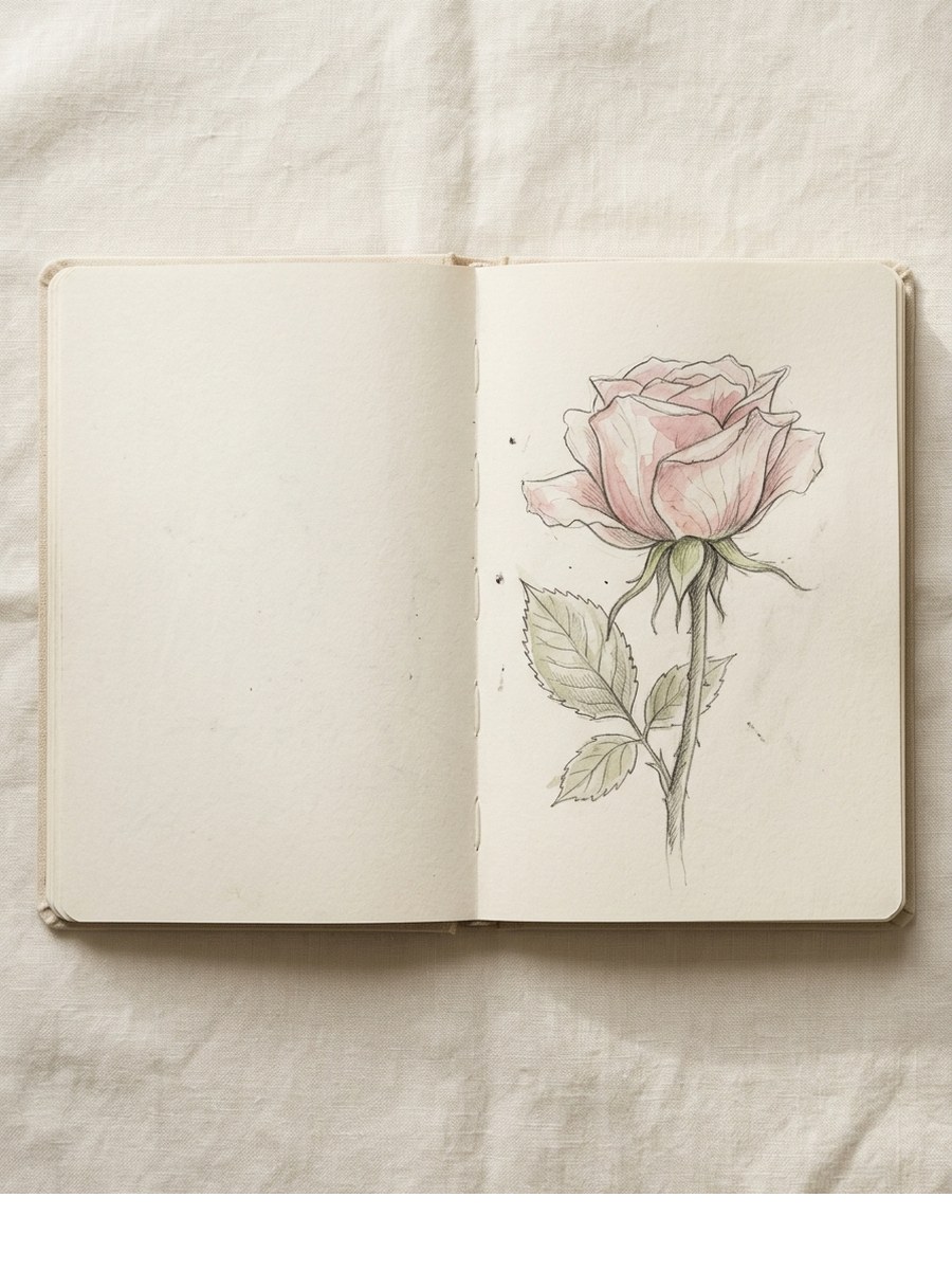 Side View drawing on cream sketchbook paper