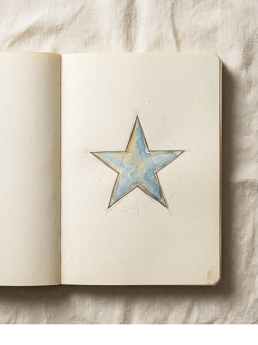 Classic 5-Point Star drawing on cream sketchbook paper