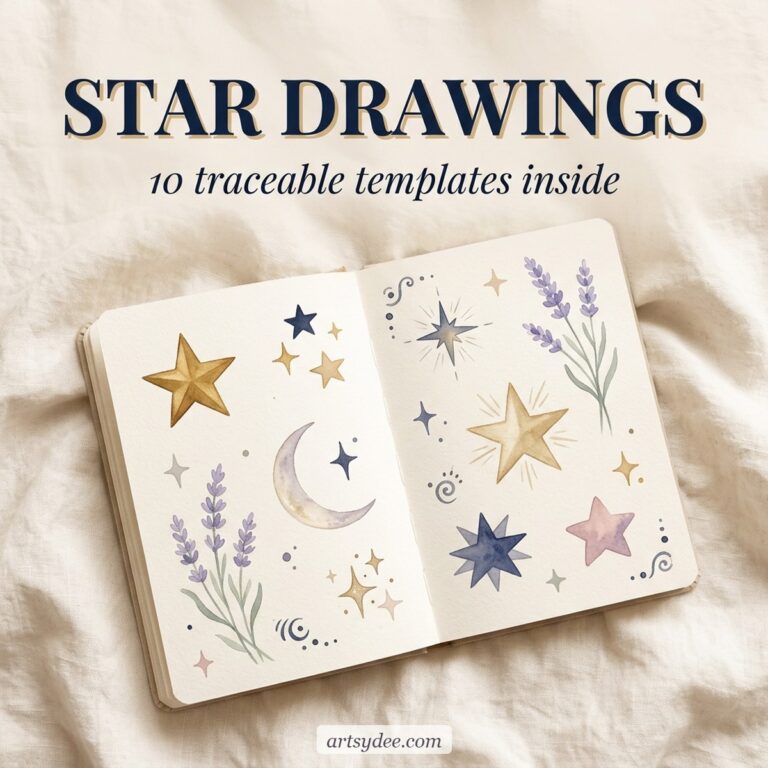 10 Easy Star Drawings — free traceable star template pack from Artsydee