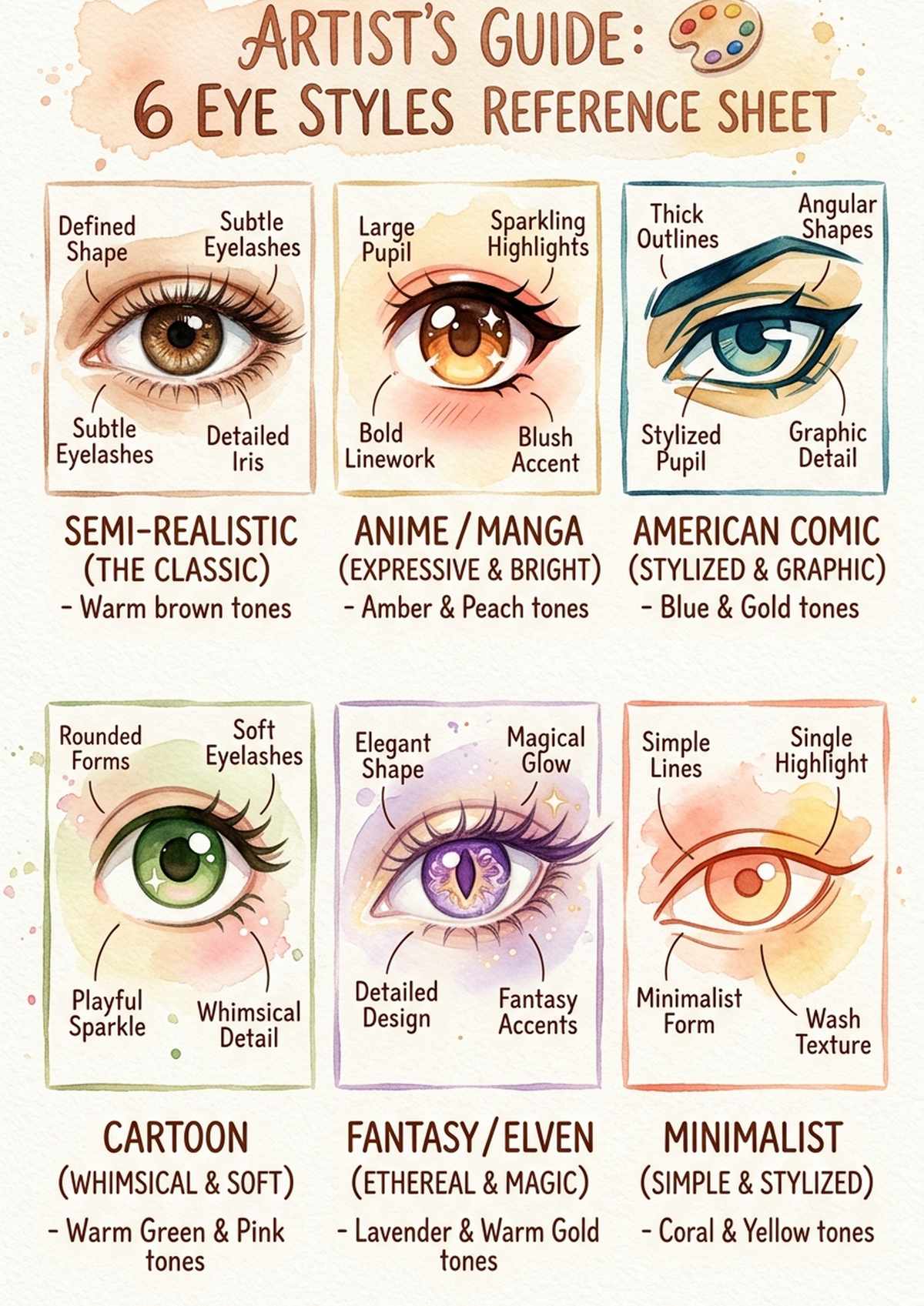 Eye drawing reference - eye styles compilation