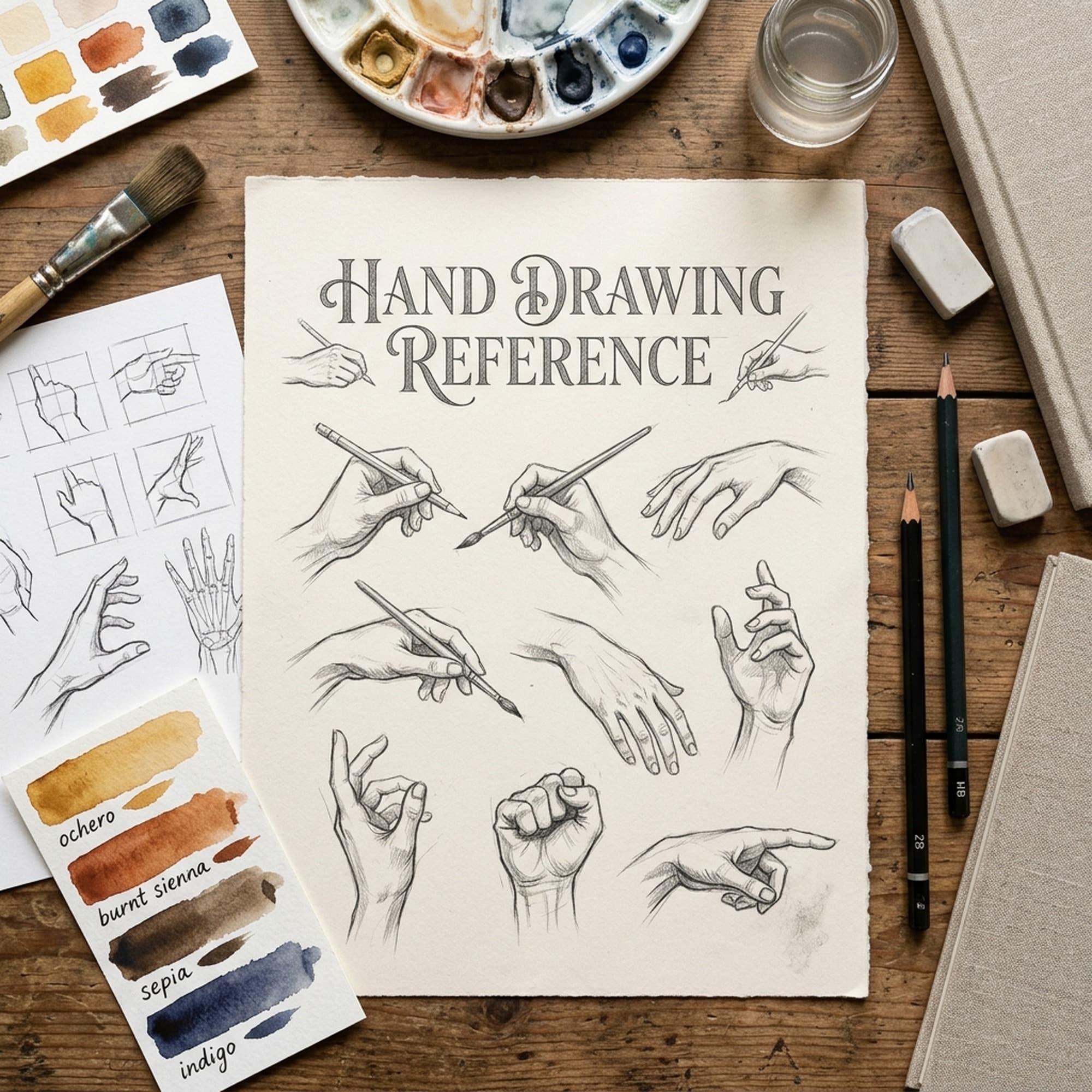 Hand Drawing Reference - Poses and Templates for Artists