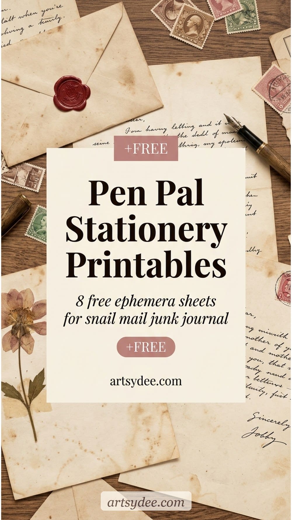 Pen pal stationery printables free &mdash; 8-page snail mail junk journal kit