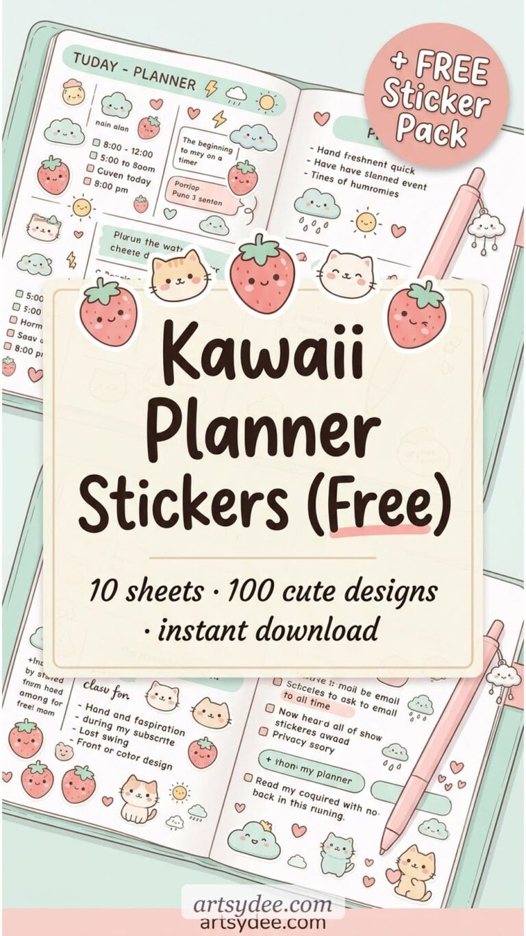 100 Free Printable Kawaii Stickers (Cute Designs for Planners, Journals ...