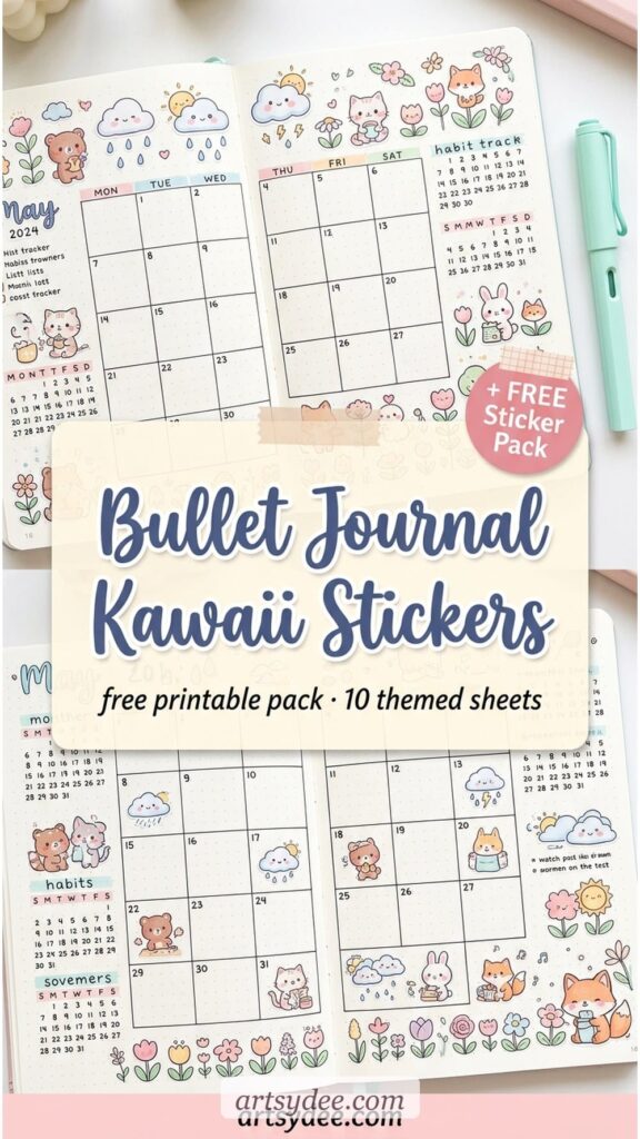 100 Free Printable Kawaii Stickers (Cute Designs for Planners, Journals ...