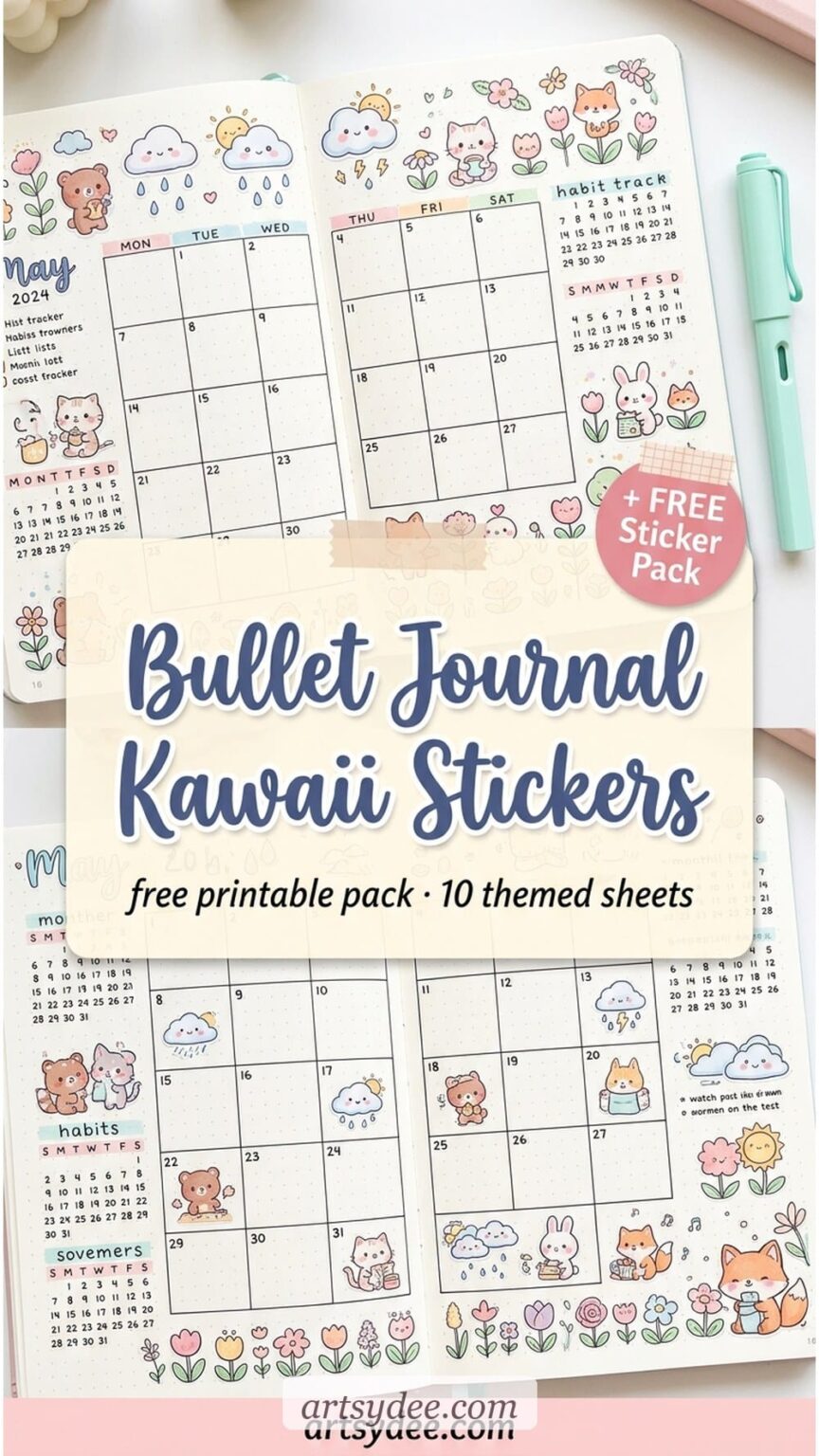 100 Free Printable Kawaii Stickers (Cute Designs for Planners, Journals ...