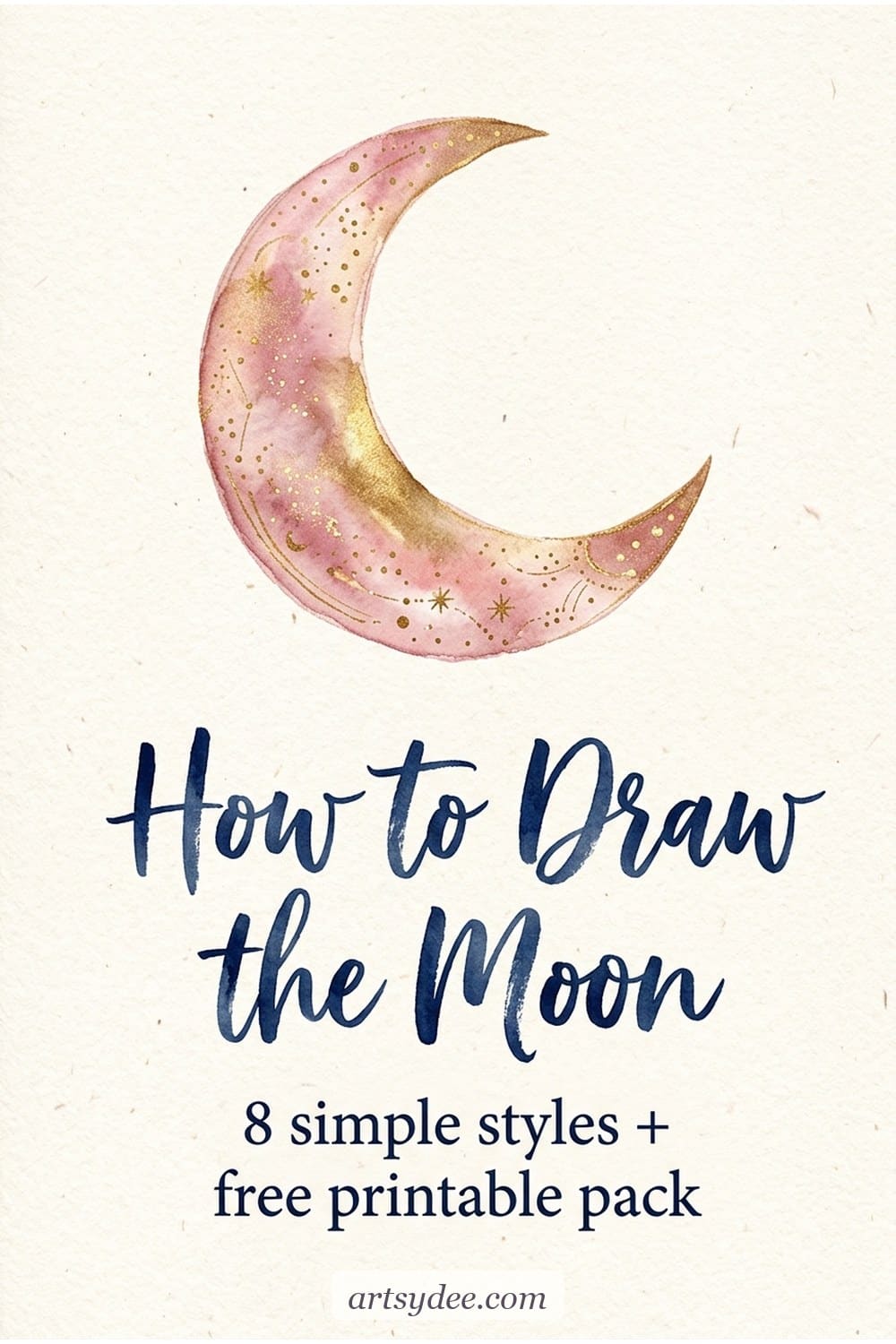 How to draw the moon &mdash; 8 simple moon drawing styles for beginners with a free printable template pack