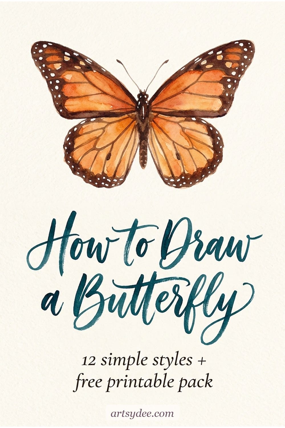 How to draw a butterfly &mdash; 12 simple butterfly drawing styles for beginners with a free printable template pack