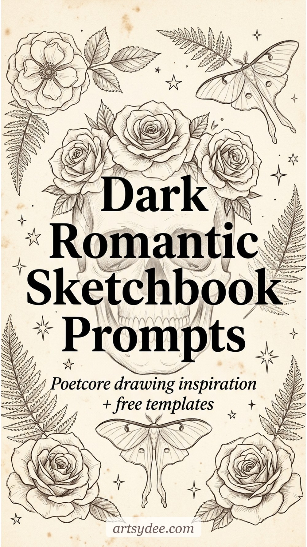 Dark romantic sketchbook prompts &mdash; poetcore drawing inspiration with free templates
