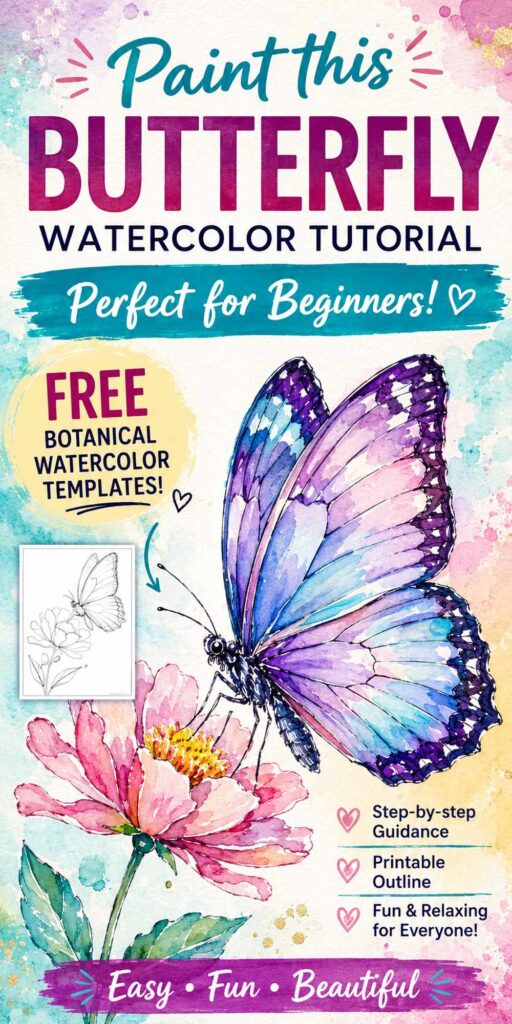 How to Paint a Watercolor Butterfly &mdash; Beginner Step-by-Step Tutorial + Free Botanical Templates