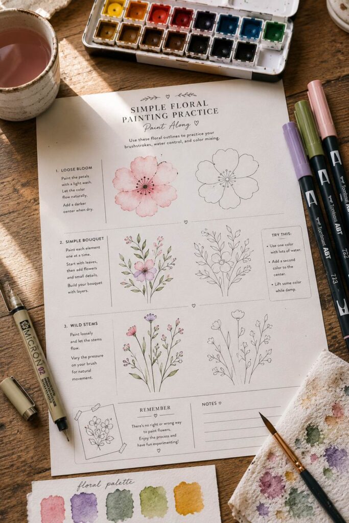 Easy watercolor value scale practice exercises with light to dark gradient drills in a free printable PDF