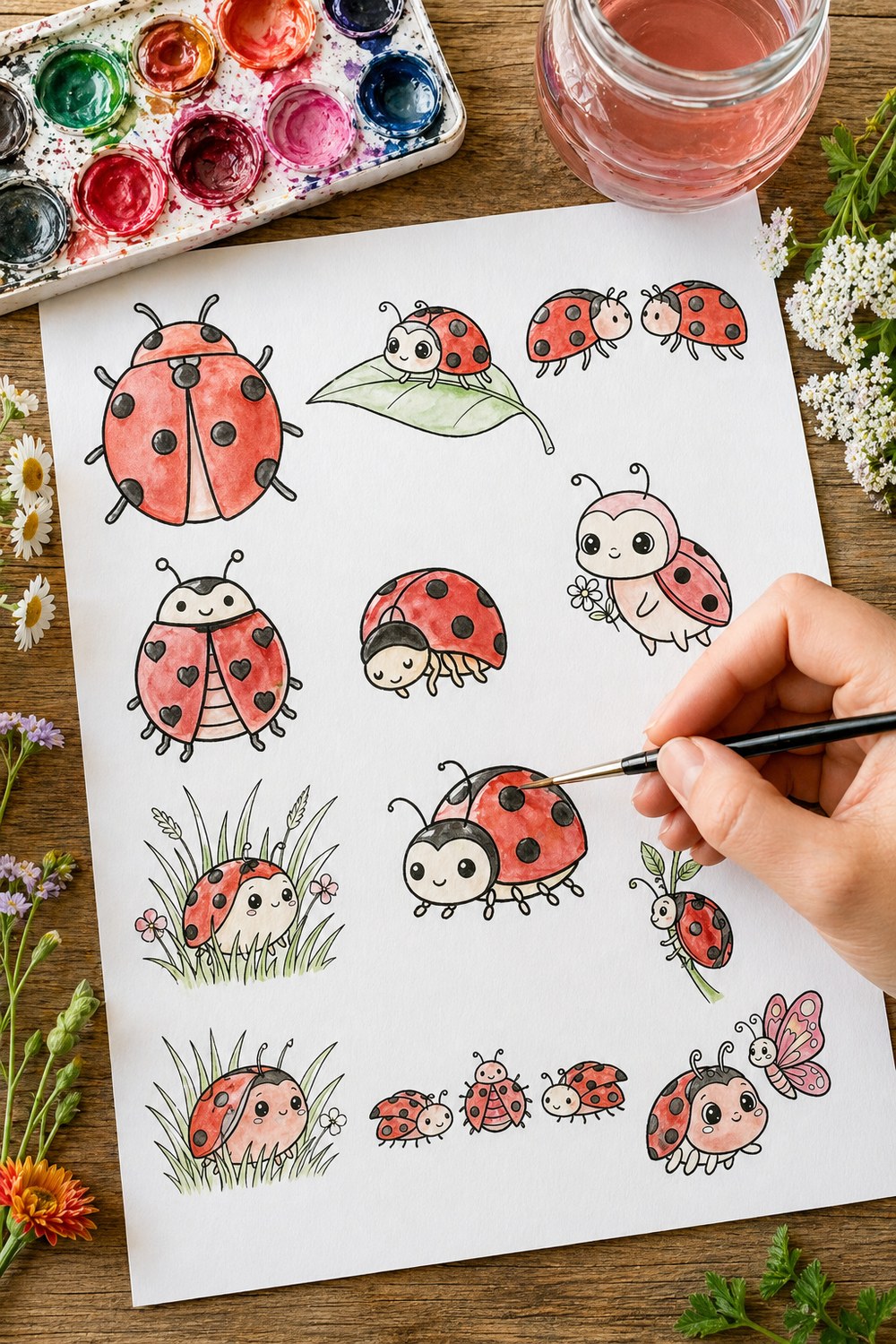 15 Cute Ladybug Drawing Templates for Beginners &mdash; watercolor