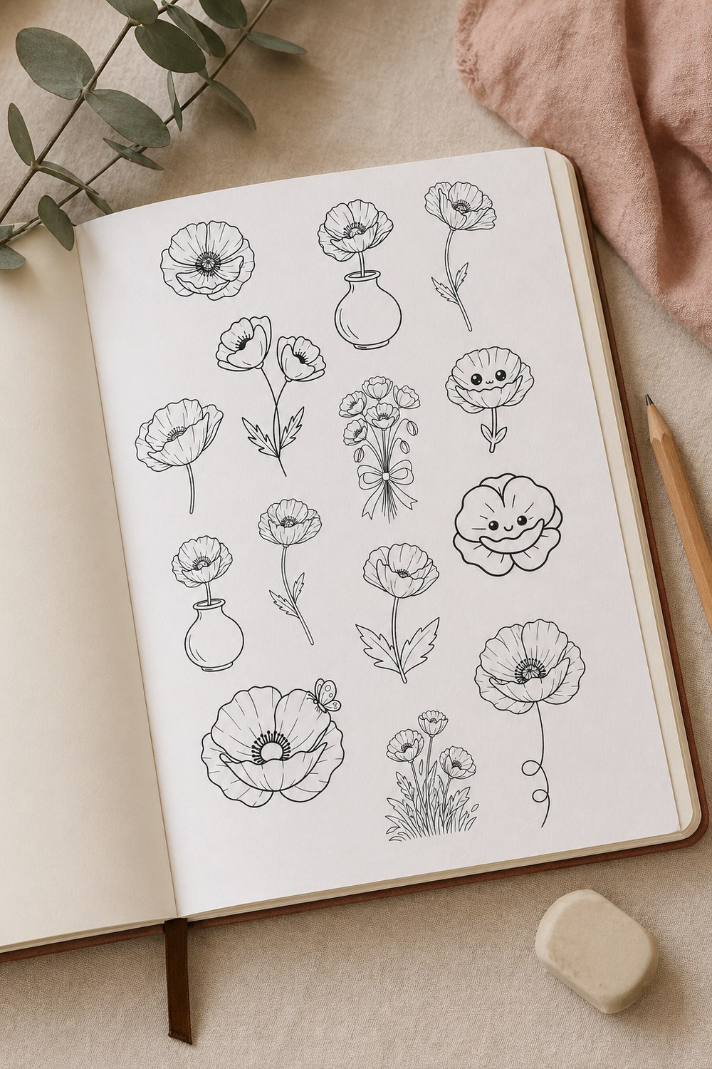 20 Cute Poppy Drawing Templates for Beginners &mdash; sketchbook