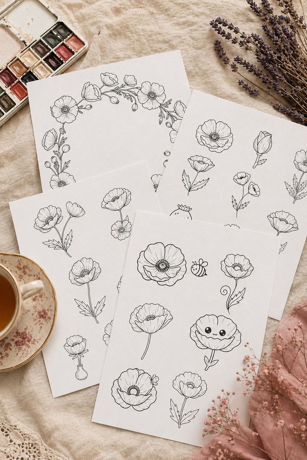 20 Cute Poppy Drawing Templates for Beginners &mdash; Pinterest pin