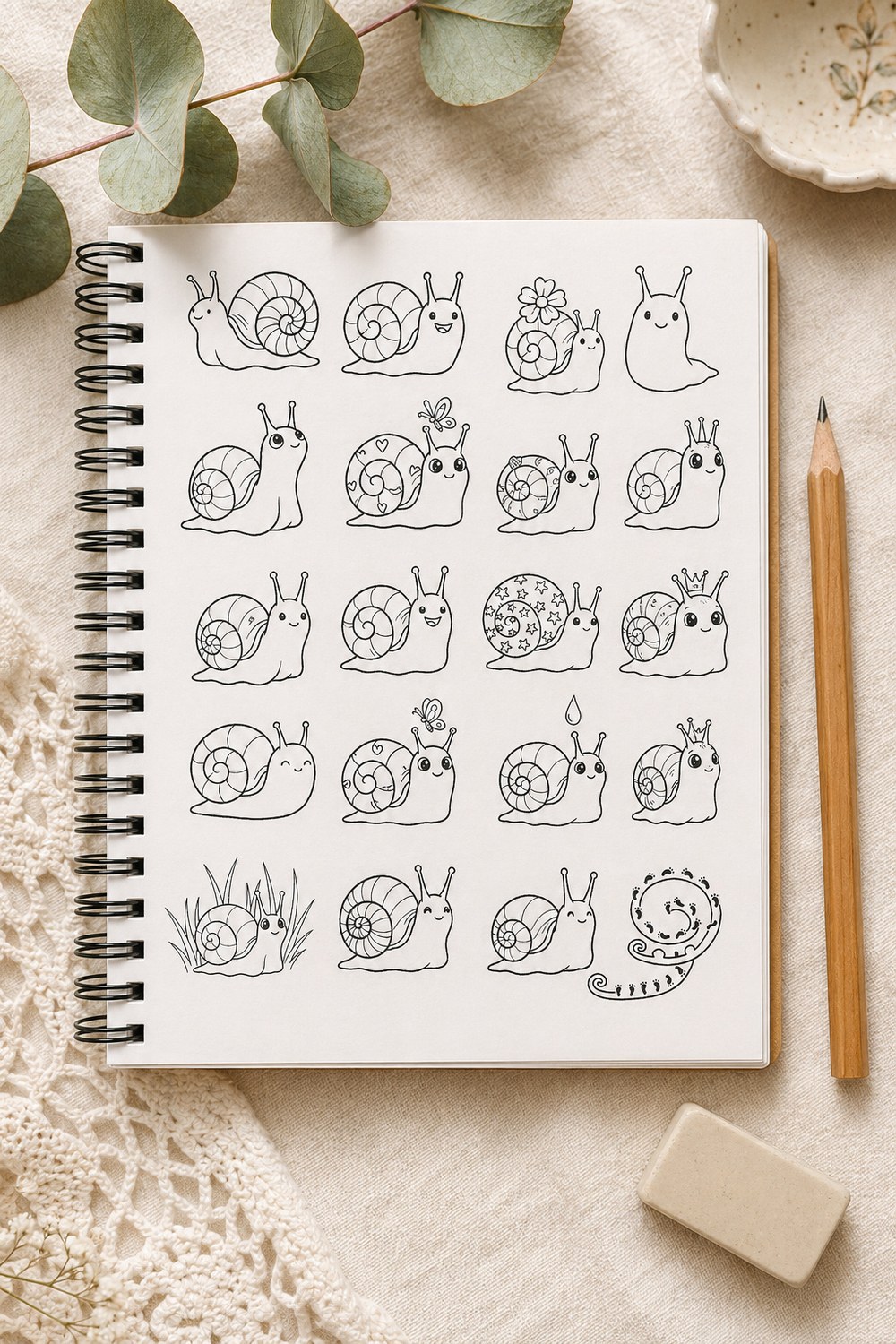 20 Cute Snail Drawing Templates for Beginners &mdash; sketchbook