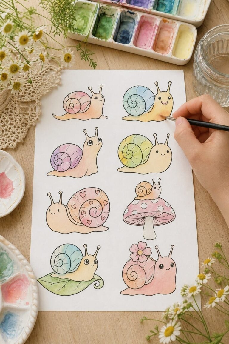 Drawable Snails 20+ Cute Snail Drawing Templates for Beginners (Free Printables ...