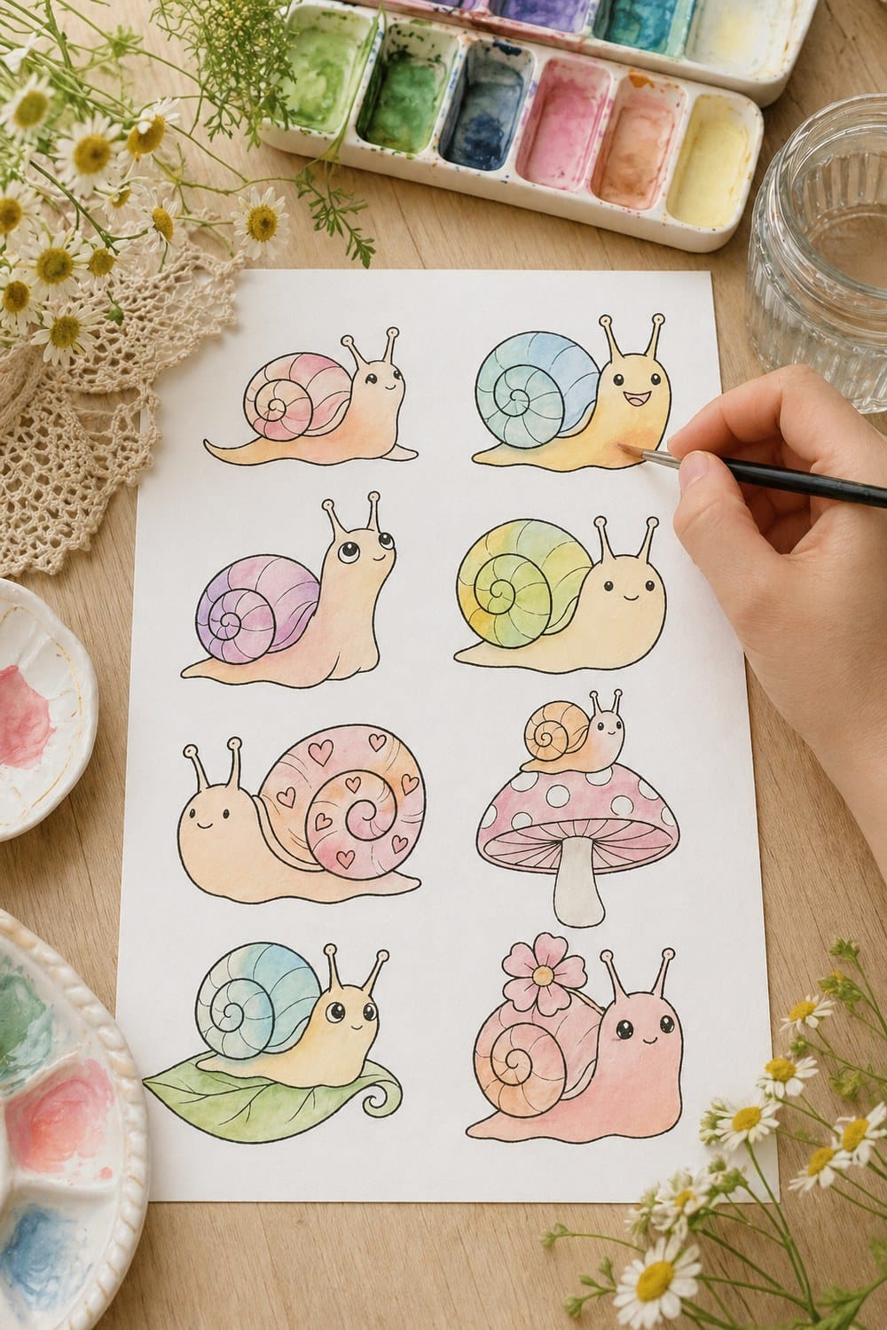 20 Cute Snail Drawing Templates for Beginners &mdash; watercolor