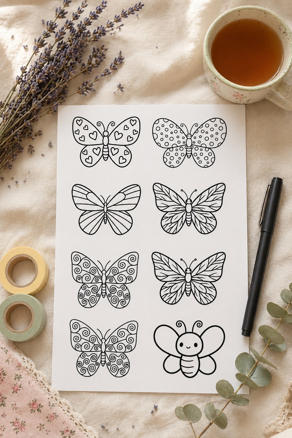 Cute butterfly drawing templates printable &mdash; pin for later