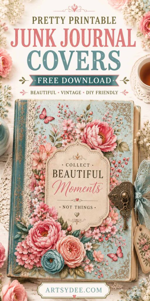 Artsydee Pretty Printable Junk Journal Covers &mdash; free printable junk journal cover