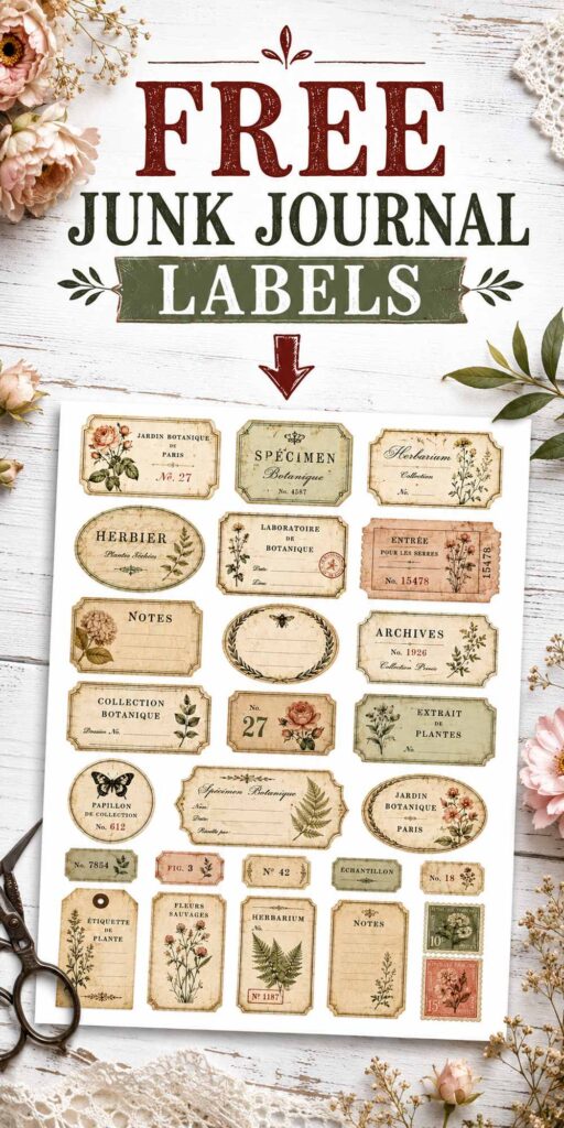 Artsydee Junk Journal Labels tall &mdash; junk journal printable