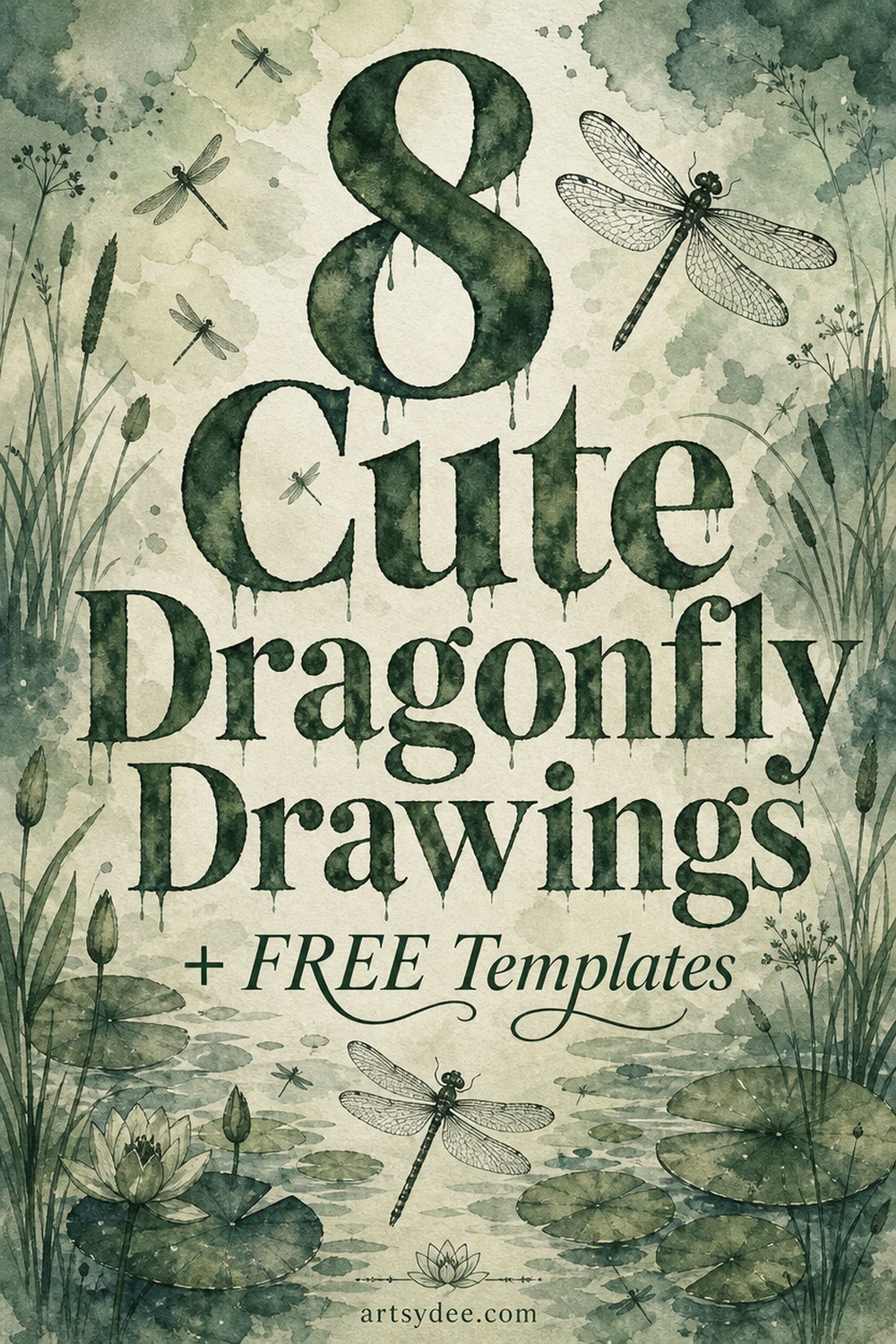 8 cute dragonfly drawings free printable templates pin