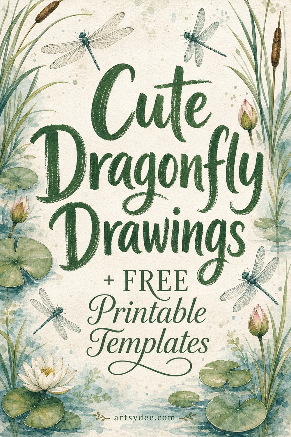 cute dragonfly drawings hand painted sage pin