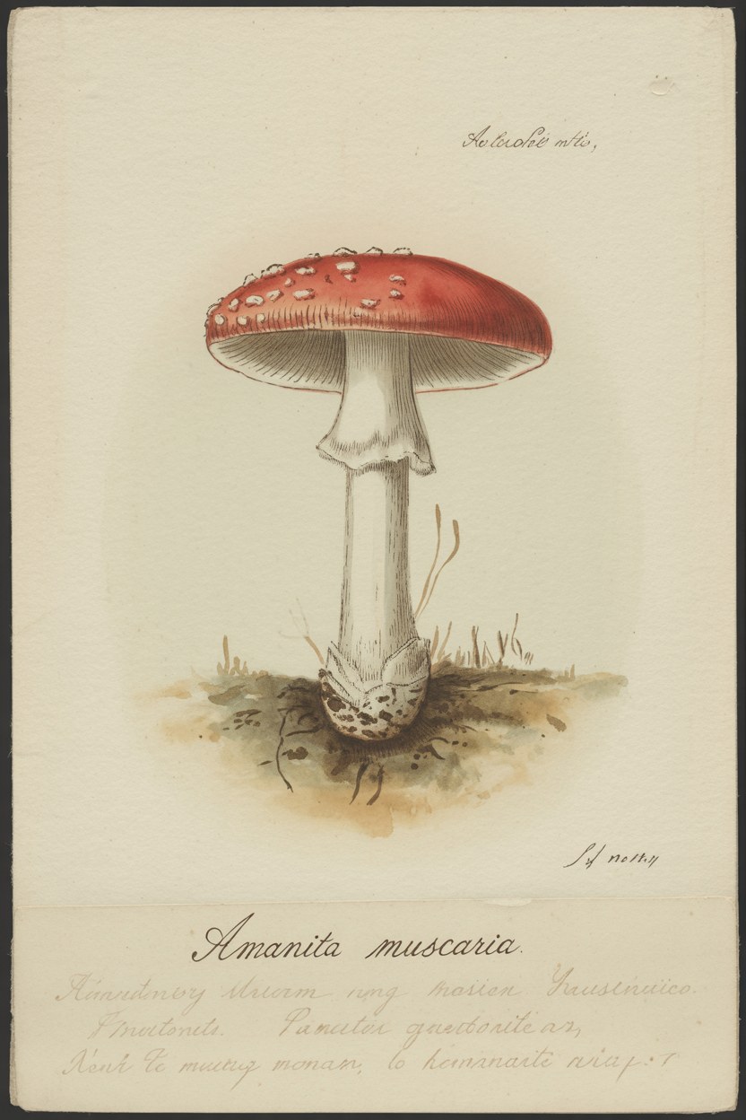 Free vintage botanical printable &mdash; Amanita muscaria mushroom, downloadable wall art