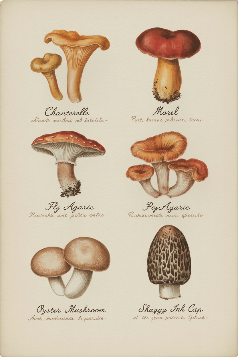 Free vintage botanical printable &mdash; vintage mycology chart mushrooms, downloadable wall art
