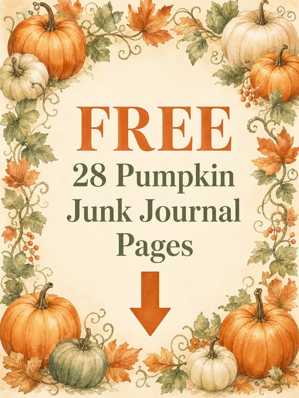 Free 28 Pumpkin Junk Journal Pages printable