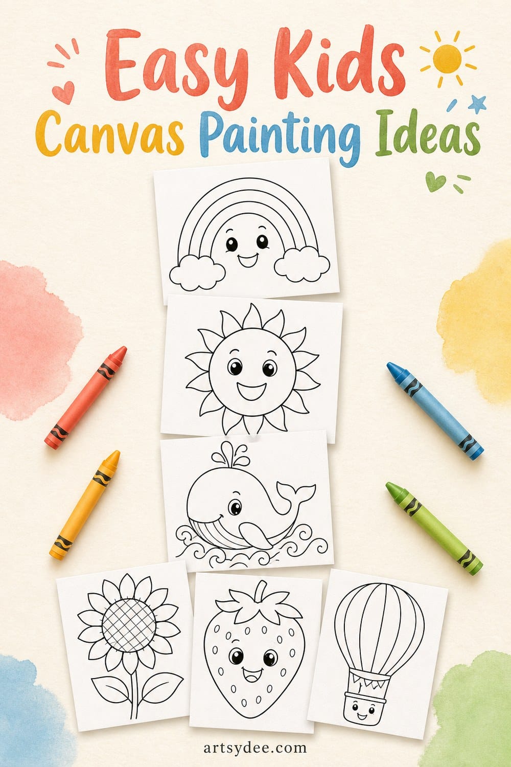 8 easy canvas painting templates for kids pin save for later