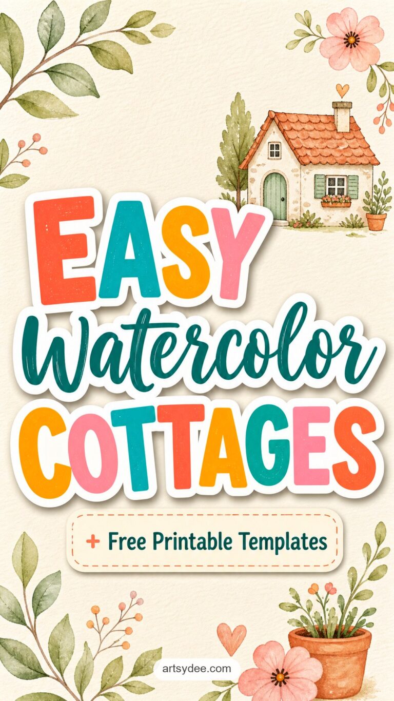 10 free printable cozy cottage watercolor outline templates